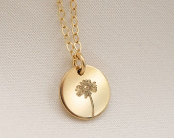 Mini Personalized Birthflower Necklace, Gold Filled or Sterling Silver Birthflower Month Necklace