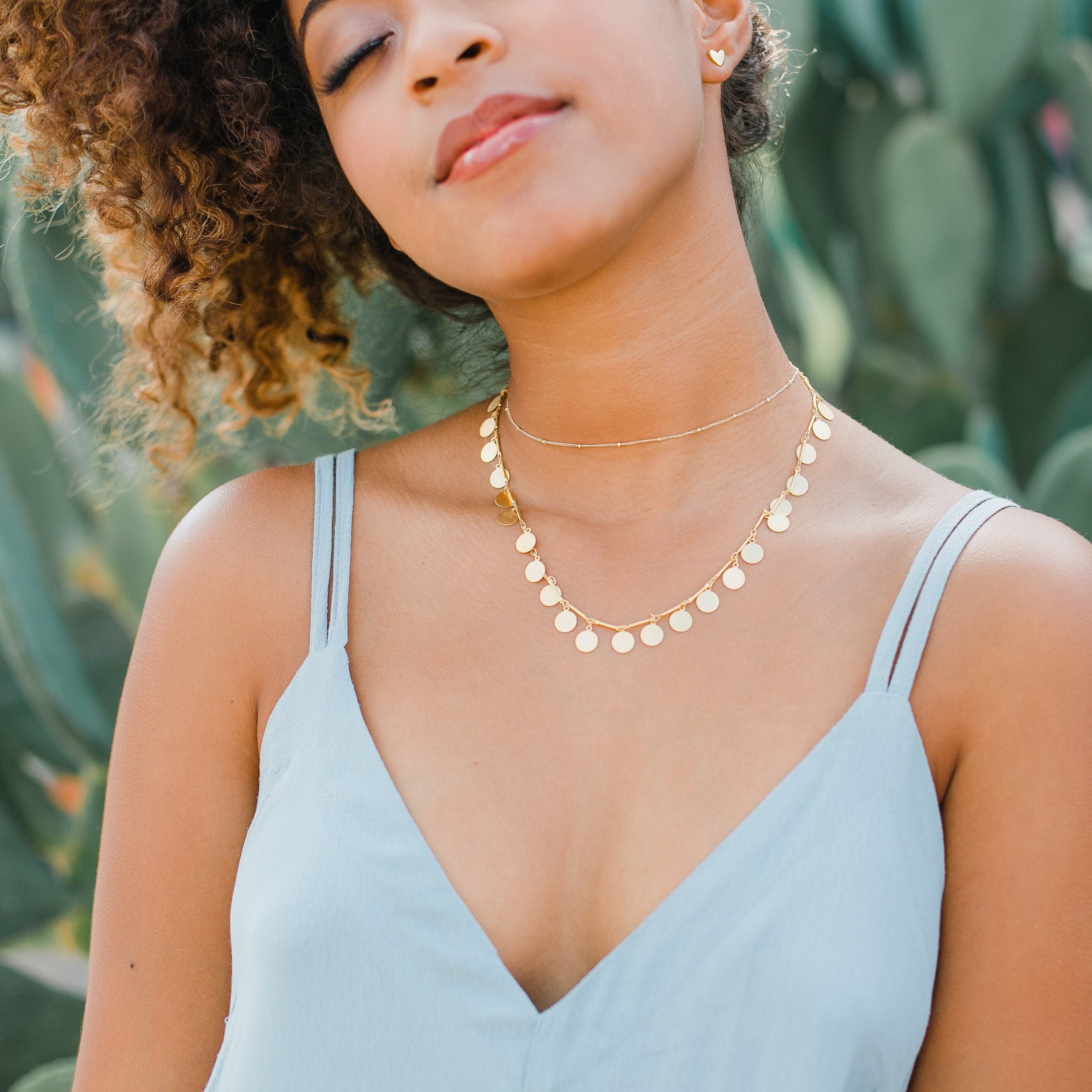 Confetti Necklace Gold Coin Necklace 