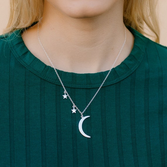 Etsy moon and star necklace best sale