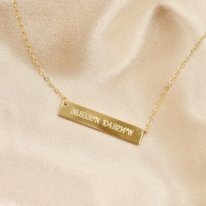 Aangepaste coördinaten ketting goud | Ketting lengtegraad breedtegraad | Gepersonaliseerde staafketting