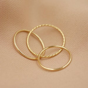 Trio Ring Set, Minimalist Gold Ring Set, Thin Gold Rings, Gold Ring Set