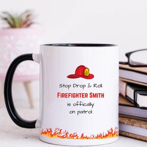 Firefighter graduation gift, personalized coffee mug for fireman, Gift for firefighter, Stop Drop and Roll, customized gift for graduation