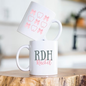 Dental hygienist gift, dentistry gift coffee mug, personalized dental hygienist appreciation, RDH graduation gift, Tooth mug