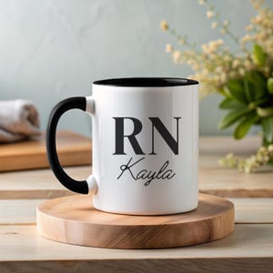 Personalized RN Mug, registered nurse name mug, RN gift, nursing graduation gift, new nurse gift, nurse appreciation week gift, nurse coffee