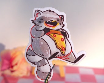 Pizza Raccoon Sticker, Waterproof Vinyl Decal