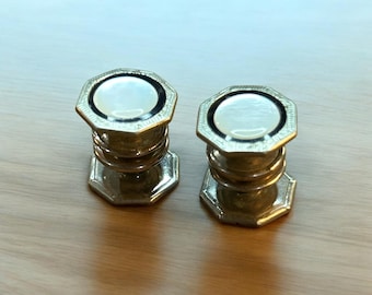 Vintage Cufflinks Mother Of Pearl Metal Black Onyx Snap Edwardian Era Snap Links set