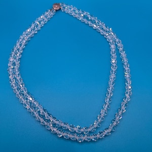 Vintage Aurora Boreale Handmade Swarovski Crystal Double Strand Necklace Sterling Silver Pawl Clasp 21"