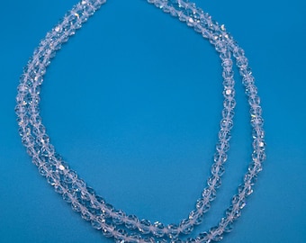 Vintage Aurora Boreale Handmade Swarovski Crystal Double Strand Necklace Sterling Silver Pawl Clasp 21"