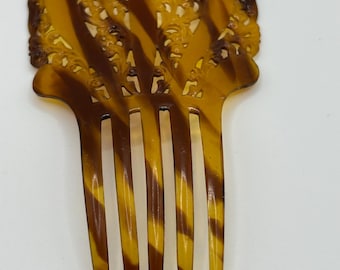 Antique Peineta Spanish Mantilla Hair Comb Tortoise Style (Likely) Real Horn Mantilla Back Comb 5" Long