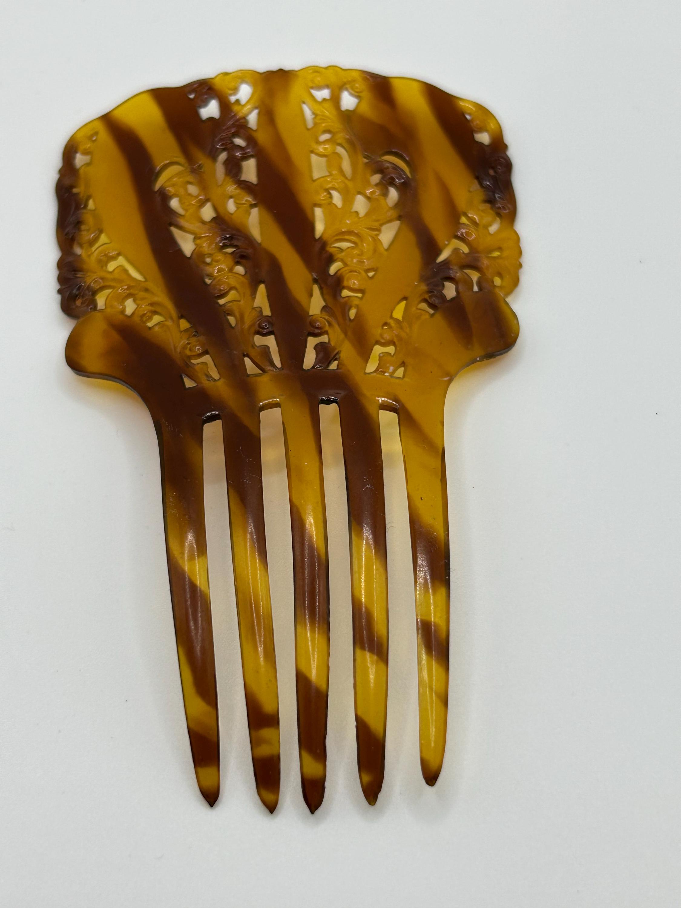 Ornate Brown Hair Comb Spanish Mantila Style GS654 Tortoiseshell Comb Peineta for a Mantilla, made for Spanish  main image 4