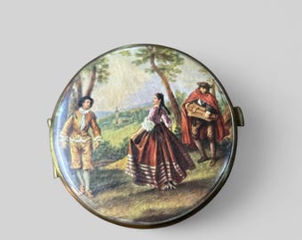Vintage Spanish Matador and Lady Dancing 2 Sided Compact Mirror Made in Germany 3"