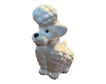 Vintage Goebel Sitting White Poodle Dog Figurine From Germany 1960's Porcelain