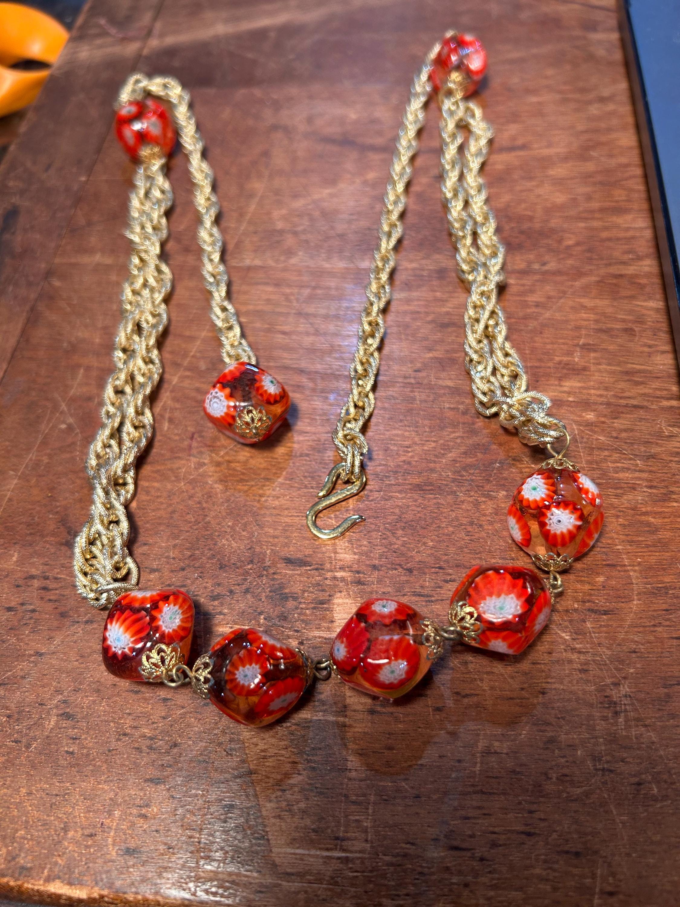Vintage Glass Beaded Chain Belt w/ Red, Green, & White Beads Amazon.com: Christmas Beads for Jewelry Making - 48 Red  main image 4