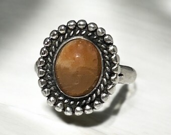 Vintage Aventurine Oligoclase Ring Healing Stone size 6 1/2 Sterling Silver
