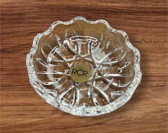 Vintage Royal Crystal Rock Trinket DIsh or Ashtray Made in Italy 1980's 24% Cristallo/Lead Crystal