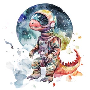 13 ruimtedinosaurussen clipart aquarel ruimte dinosaurussen clip art dinosaurus graphics hoge kwaliteit PNG's digitale download commercieel gebruik junk Journal