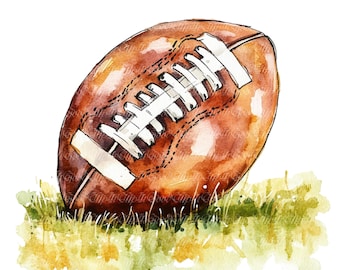 12 Watercolor Football Clipart Watercolor Football Helmet Clip Art Sports High Quality PNGs Digital Download Commercial Use Junk Journal