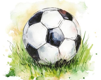 12 Soccer Clipart Watercolor Soccer Ball Clip Art Sports High Quality PNGs Soccer Cleats Images Digital Download Commercial Use Junk Journal