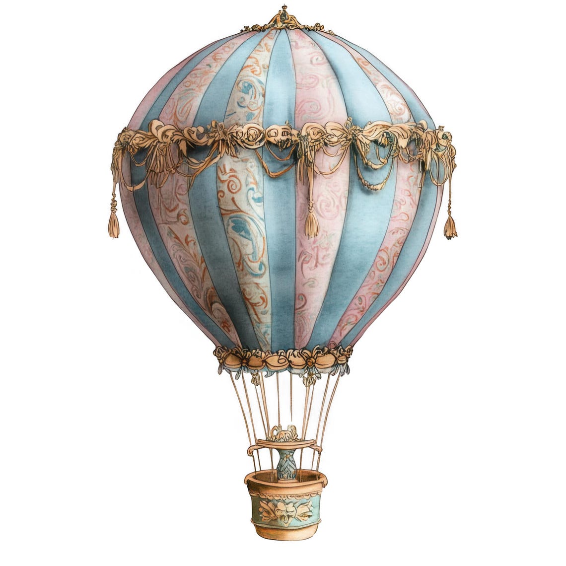 12 Vintage Hot Air Balloons Clipart Watercolor Hot Air Balloons High ...