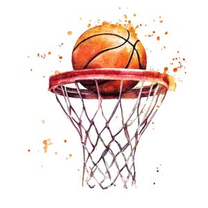 12 Clipart de basket-ball aquarelle Sports Clip Art basket-ball graphiques PNG de haute qualité en téléchargement numérique pour usage commercial Journal indésirable