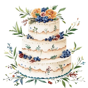 12 Torta nuziale Clipart Acquerello Torte nuziali Arte popolare scandinava Clip Art Nuziale PNG di alta qualità Download digitale Junk Journal