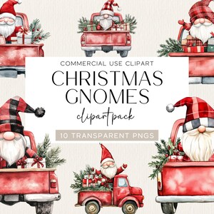 Gnome Christmas Clipart Christmas Gnome and Truck Clipart Bundle Christmas Clip Art Winter Gnome png Graphics Cute Holiday Gnomes