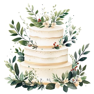 12 Clipart di torte nuziali di fantasia, acquerello, torte nuziali, arte popolare scandinava, clipart di nozze, PNG di alta qualità, download digitale, diario spazzatura