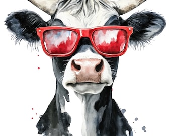 13 Cows in Sunglasses Clipart Cows Clip Art Funny Cows High Quality PNGs Digital Download Junk Journal Commercial Use Scrapbooks