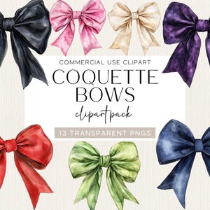 Coquette Bow PNG Bundle Watercolor Bow Clipart Bundle Coquette Bows Clip Art Watercolor Bows Ribbon png Colorful Bows Trendy Bows png