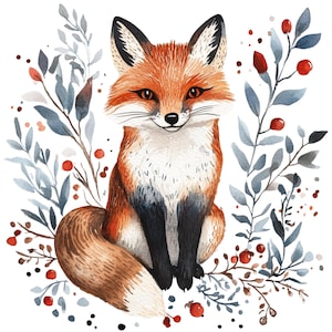 10 cliparts renard scandinave animaux de la forêt scandinaves Art folklorique Clip Art hiver renards PNG haute qualité en téléchargement numérique Junk Journal