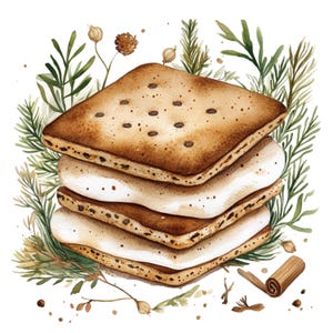 12 Aquarell S'mores Clipart S'mores Skandinavische Volkskunst Clip Art Dessert hochwertige PNGs Digitaler Download Junk Journal Papierhandwerk