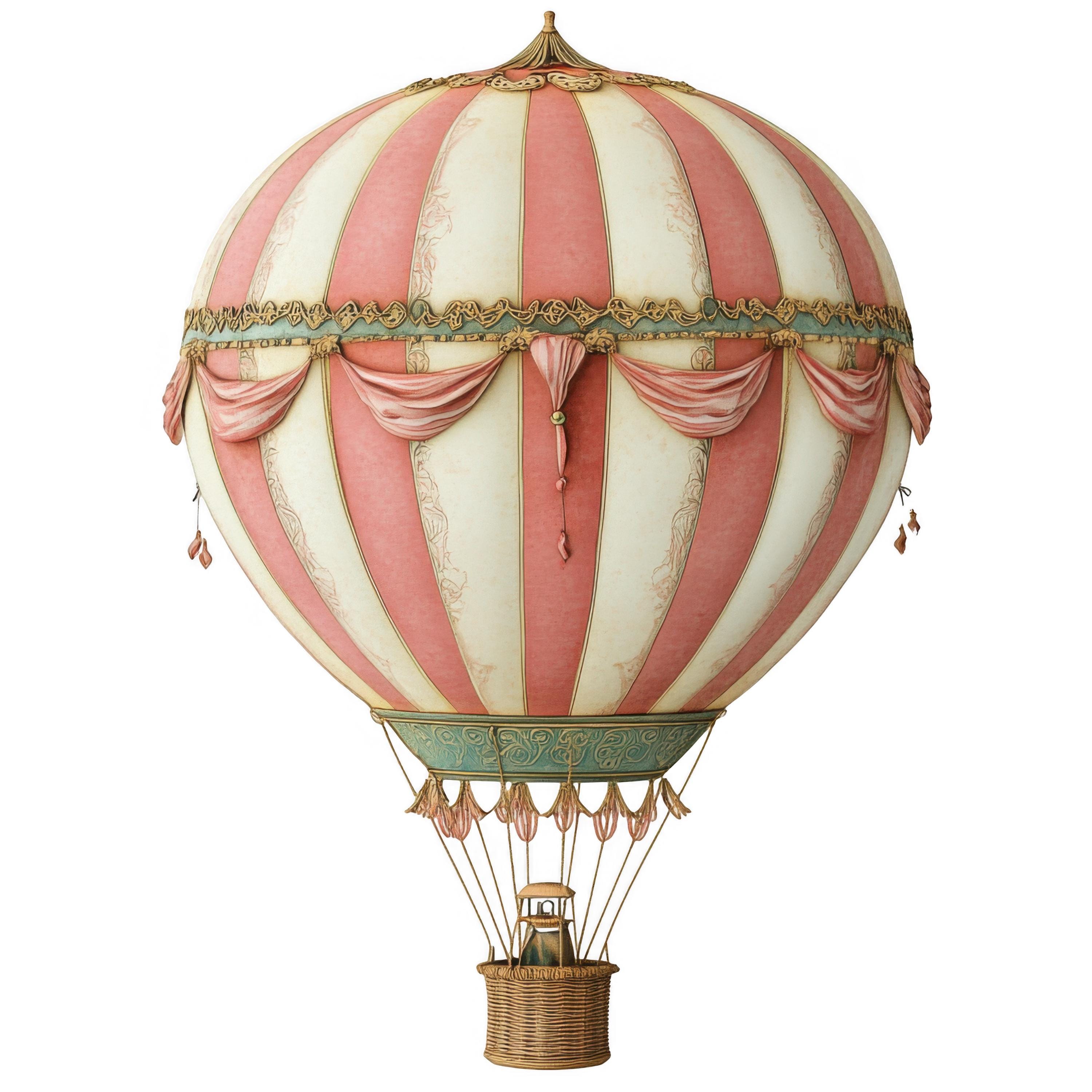 12 Vintage Hot Air Balloons Clipart Watercolor Hot Air Balloons High ...