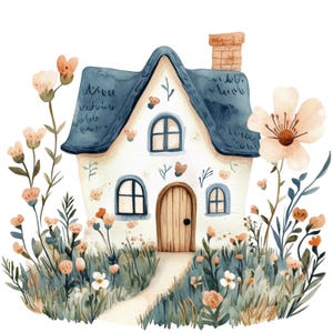 13 Clipart di casa di primavera Clip art di primavera Cottage di primavera PNG di alta qualità Casa di primavera floreale Download digitale Giornale spazzatura Uso commerciale