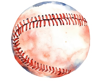 12 Watercolor Baseball Clipart Sports Clip Art Baseball Graphics High Quality PNGs Digital Download Commercial Use Junk Journal