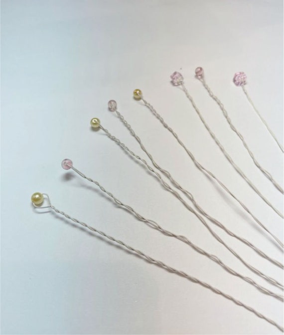 Bead Stems 8 Wired Beads for Bouquets Pink Glass Stems Wired Pink Wired Beads Centerpieces & Floral Arrangement Il_570xn