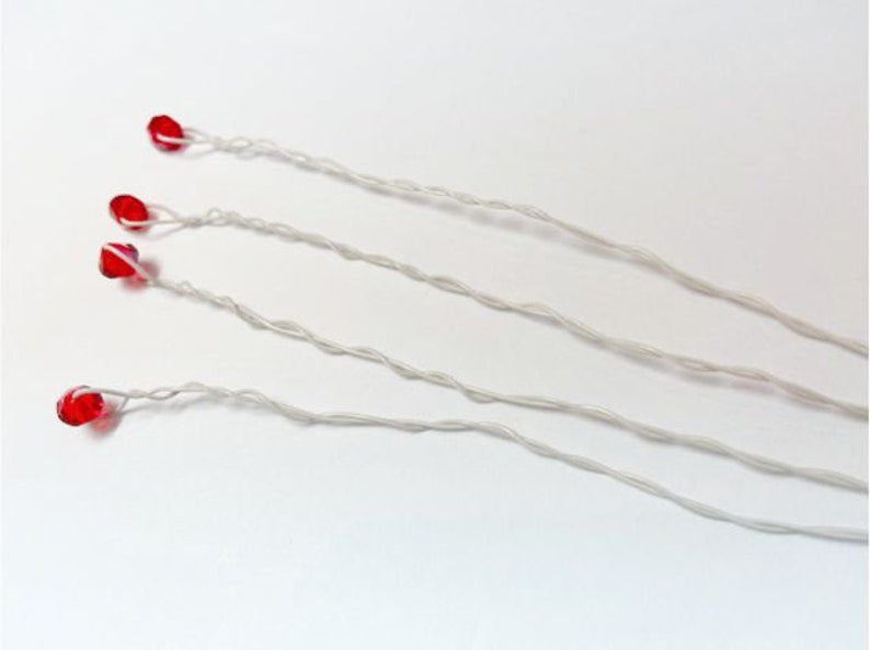 Bead Stems 6 Wired Beads for Bouquets Swarovski Crystal Stems Wired Beads Res Wired Beads for Centerpieces & Floral Arrangement image 1