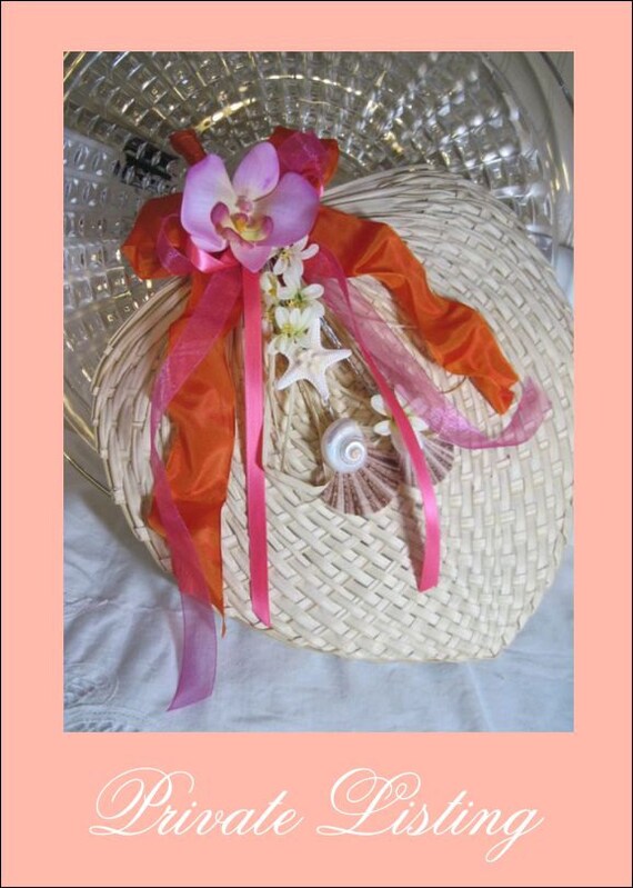 Beach Wedding - Hawaiian Straw Wedding Fan with Seashells and Orchids for Bridesmaids & Guests Il_570xn