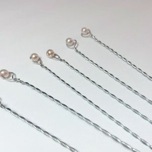 Pearl Stems 6 Wired Beads for Bouquets Glass Pearl Stems Wired Pearls Pale Pink Wired Pearls for Centerpieces & Floral Arrangements image 1