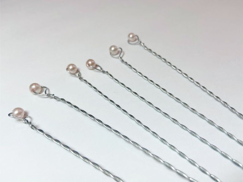 Pearl Stems 6 Wired Beads for Bouquets Glass Pearl Stems Wired Pearls Pale Pink Wired Pearls for Centerpieces & Floral Arrangements image 1