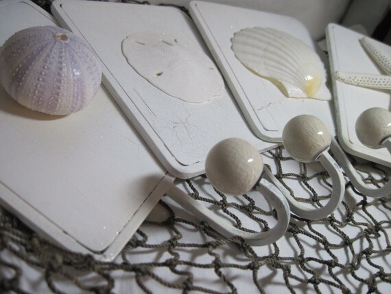 Beach Towel Hooks - Starfish Hanger - Sea Urchin Coat Hook - Sandollar Bathroom Hook - Clam Shell Hooks Il_570xn