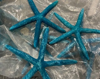 Blue Starfish - Beach Wedding TURQUOISE Blue Sea Star -approx 5 inc to 5.5 inch - Great for weddings - fingerling starfish