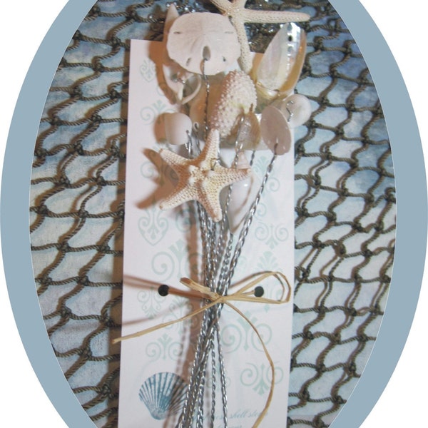 Beach Wedding Shells - Seashells - 1 Dozen Wired Starfish - Shell Stems - Wedding Bouquets and Centerpieces