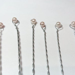 Pearl Stems 6 Wired Beads for Bouquets Glass Pearl Stems Wired Pearls Pale Pink Wired Pearls for Centerpieces & Floral Arrangements image 2