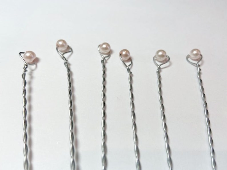 Pearl Stems 6 Wired Beads for Bouquets Glass Pearl Stems Wired Pearls Pale Pink Wired Pearls for Centerpieces & Floral Arrangements image 2