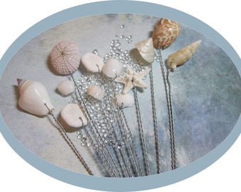 Wired Seashells & Starfish: Beach Wedding Bouquet Centerpieces (12 stems)