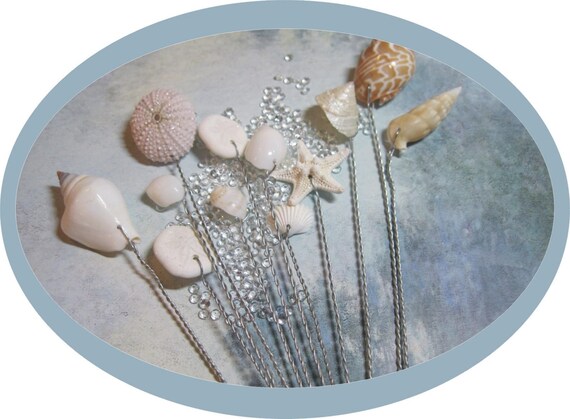 Wired Seashells - A Dozen Starfish and Seashells - Wedding Bouquets and Centerpieces - Ask for Int'l ship rates Il_570xn