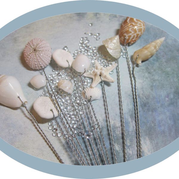 Wired Seashells - A Dozen Starfish and Seashells - Wedding Bouquets and Centerpieces - Ask for Int'l ship rates