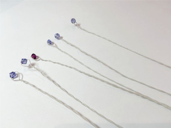Bead Stems 6 Wired Beads for Bouquets Swarovski Crystal Stems Wired Purple Crystals Wired Beads Centerpieces & Floral Arrangement Il_570xn