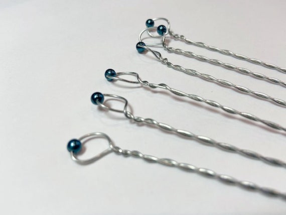 Bead Stems 6 Wired Beads for Bouquets Glass Pearl Stems Wired Beads Mini Teal Wired Beads for Centerpieces & Floral Arrangement Il_570xn