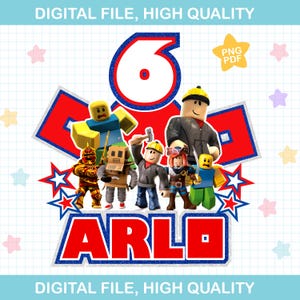 Personalized Blox Birthday T-Shirt PNG, Robot Family Design (Digital Download)